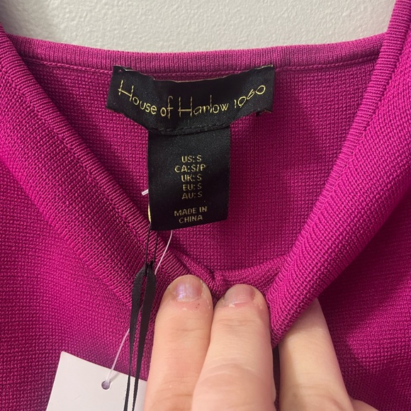 House of Harlow‎ Dress sheer Sleeve Knit pink  Fuchsia NWT small - Picture 3 of 6